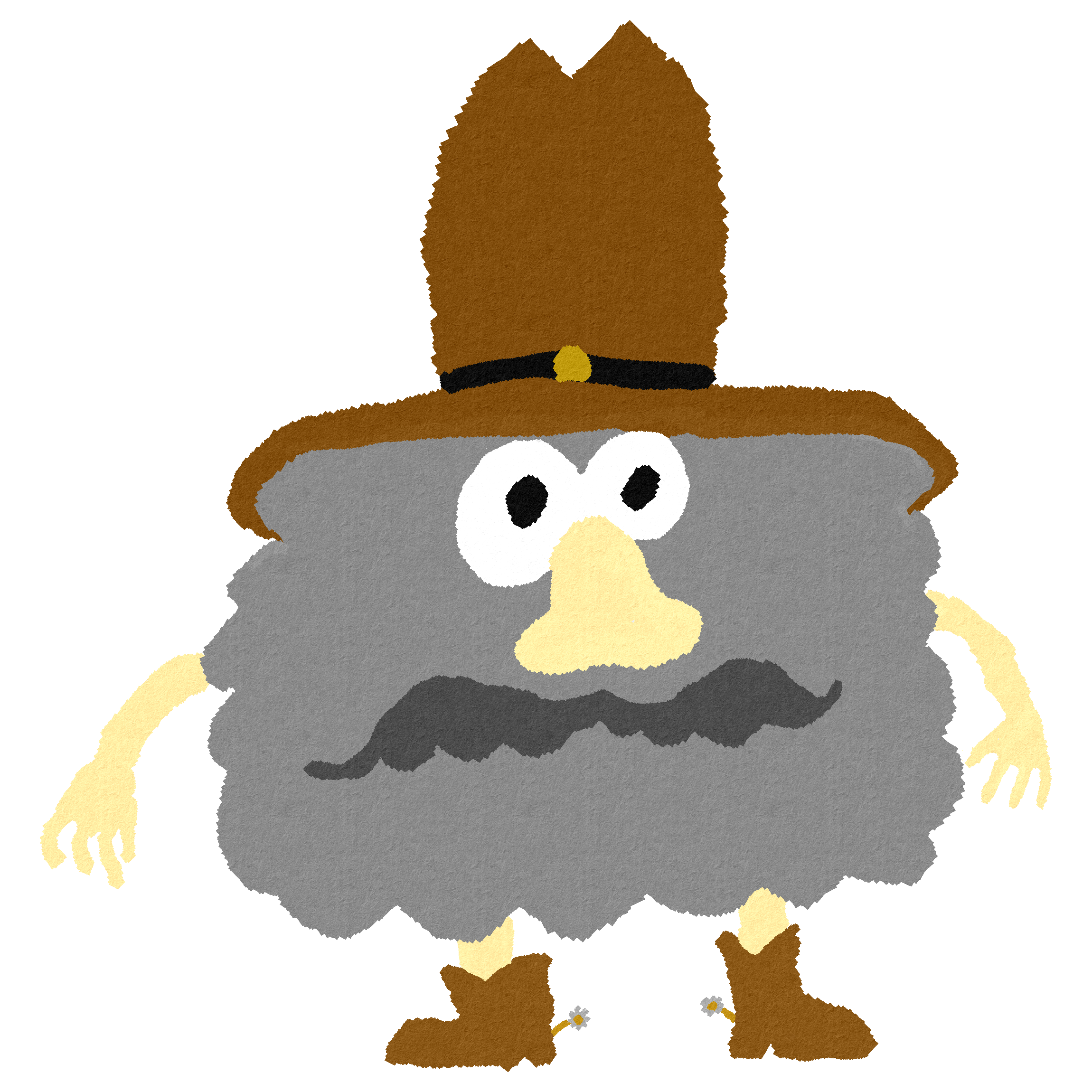 A square gnome with a cowboy hat