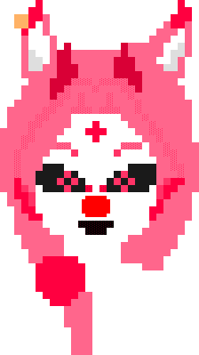 A pixel art image of Kaoru Takaida with a clown nose